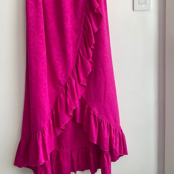 NWOT 🌺 TOPSHOP Hot Pink Wrap V-Neck Midi Maxi Dress Size 12 - Picture 4 of 15